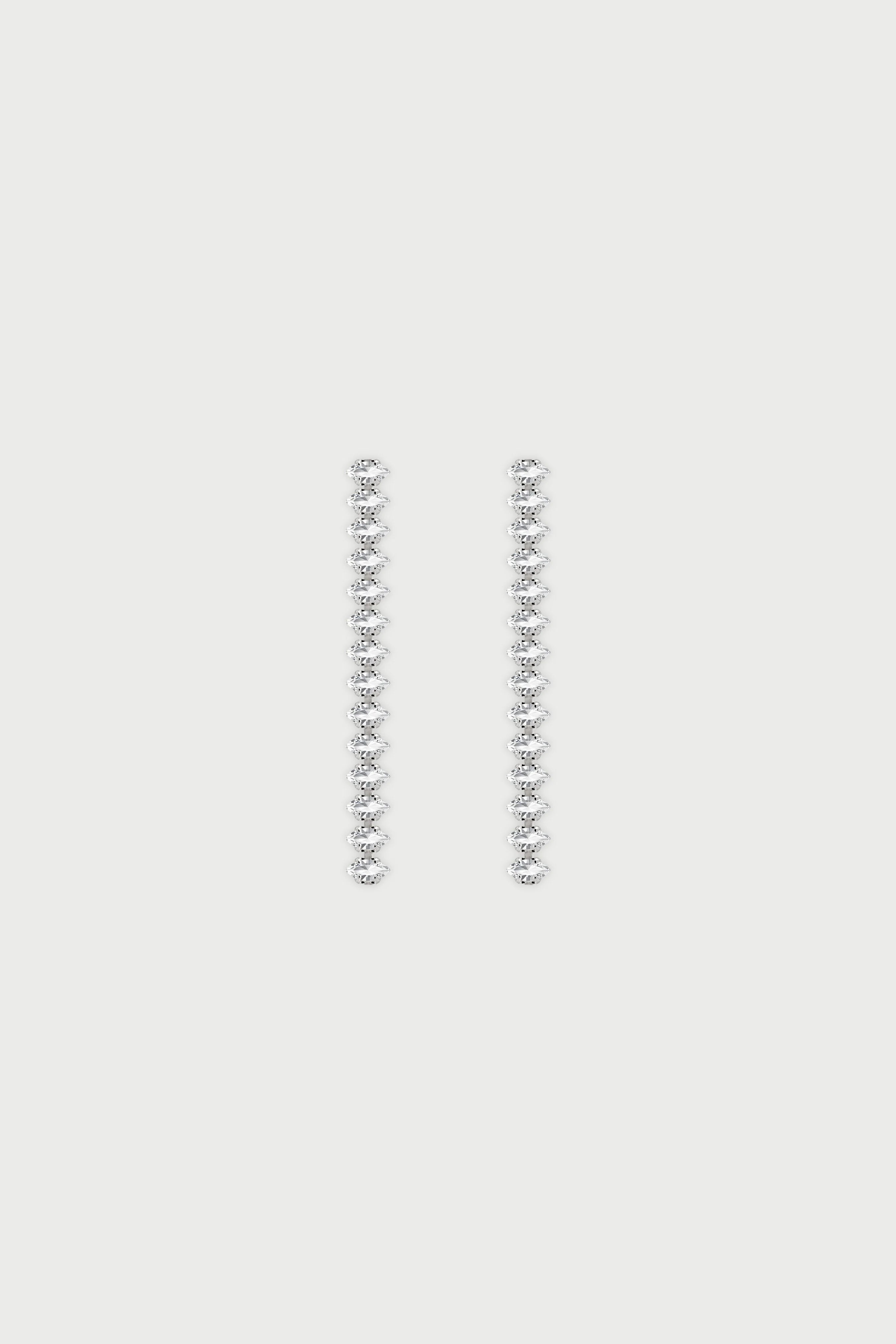 Aretes Largos Cristales Plateados