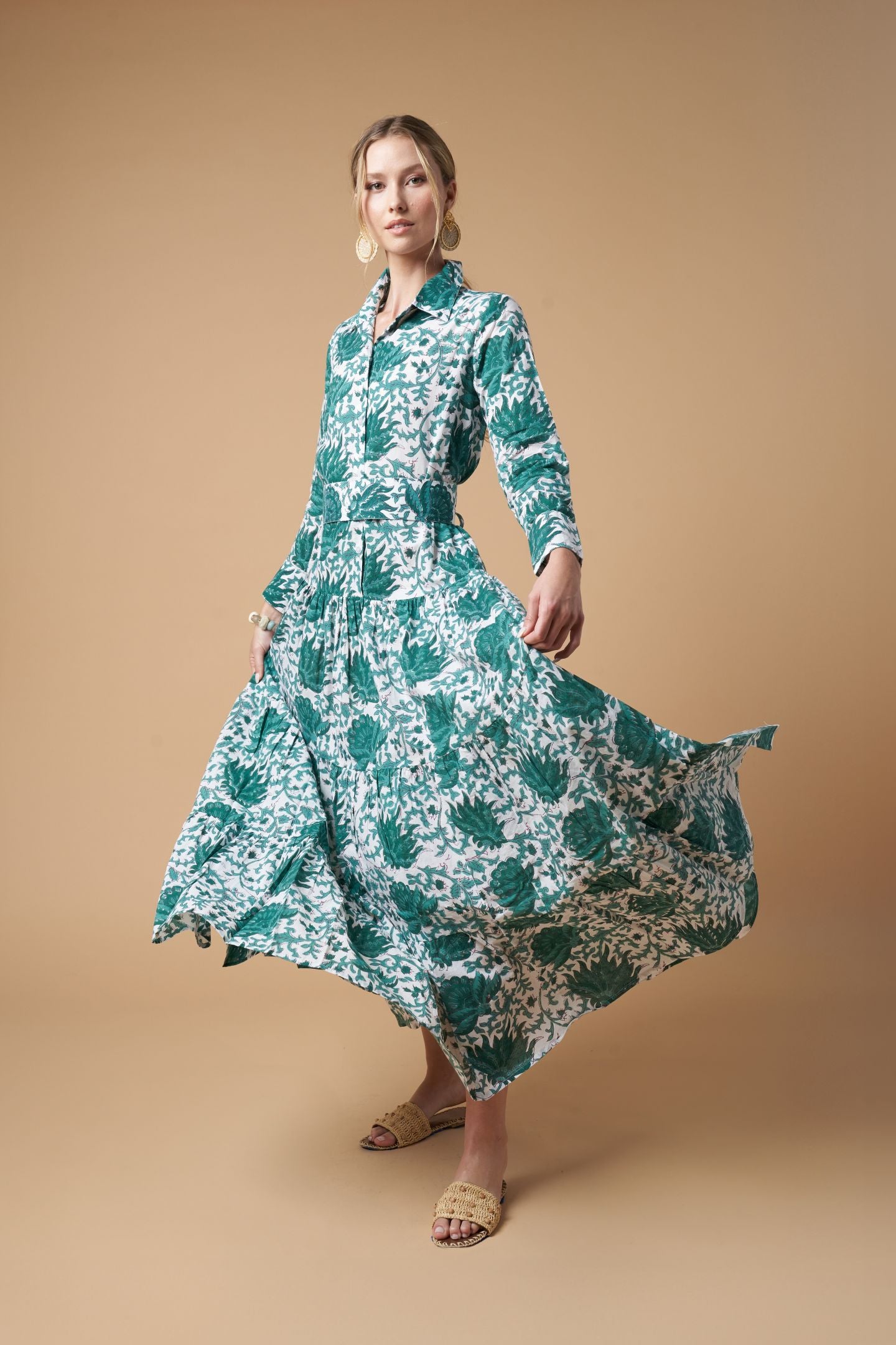Meredith Floral Dress Verde